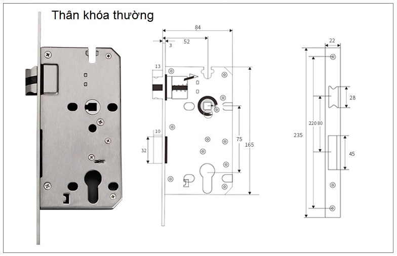 Khóa cửa phòng Inox SUS 304 có chìa DFL-335 5