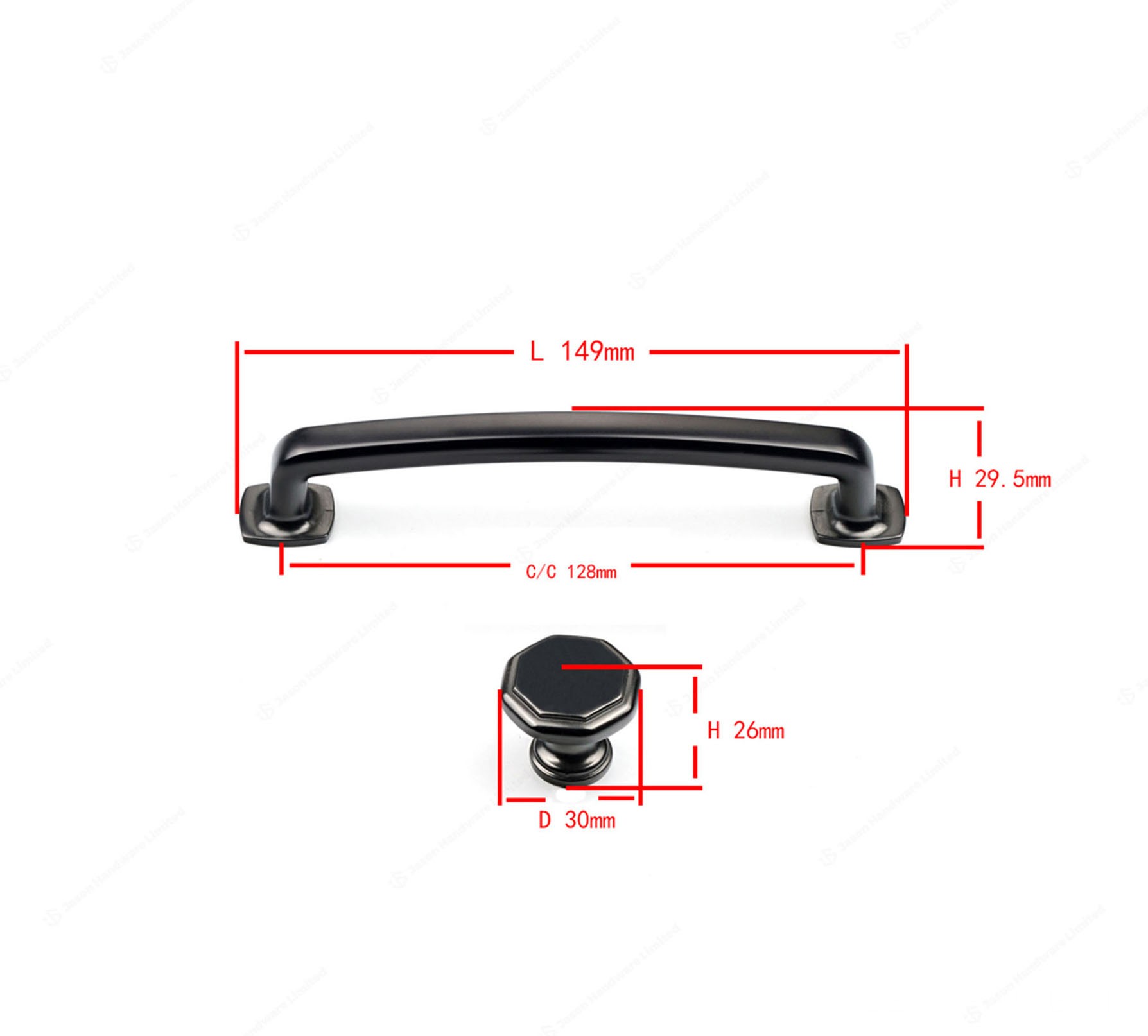 Tay nắm tủ màu đen niken hợp kim kẽm CF-6374 10