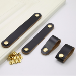Tay nắm tủ bằng da bò thật màu đen DH8001A