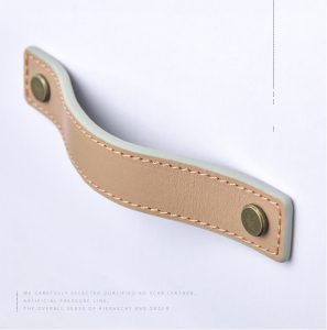 Tay nắm tủ áo da bò hai mặt xám kaki cao cấp SHH002