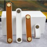 Tay nắm tủ bằng da bò hai mặt trắng cam SHHJ8