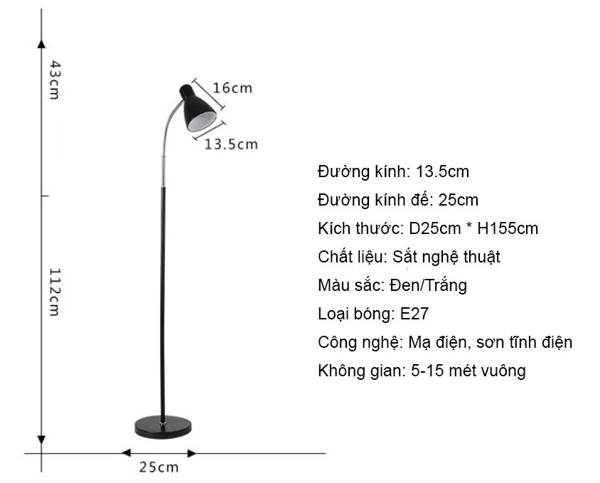 Đèn cây đứng phòng khách phòng ngủ giá rẻ BSD-9013