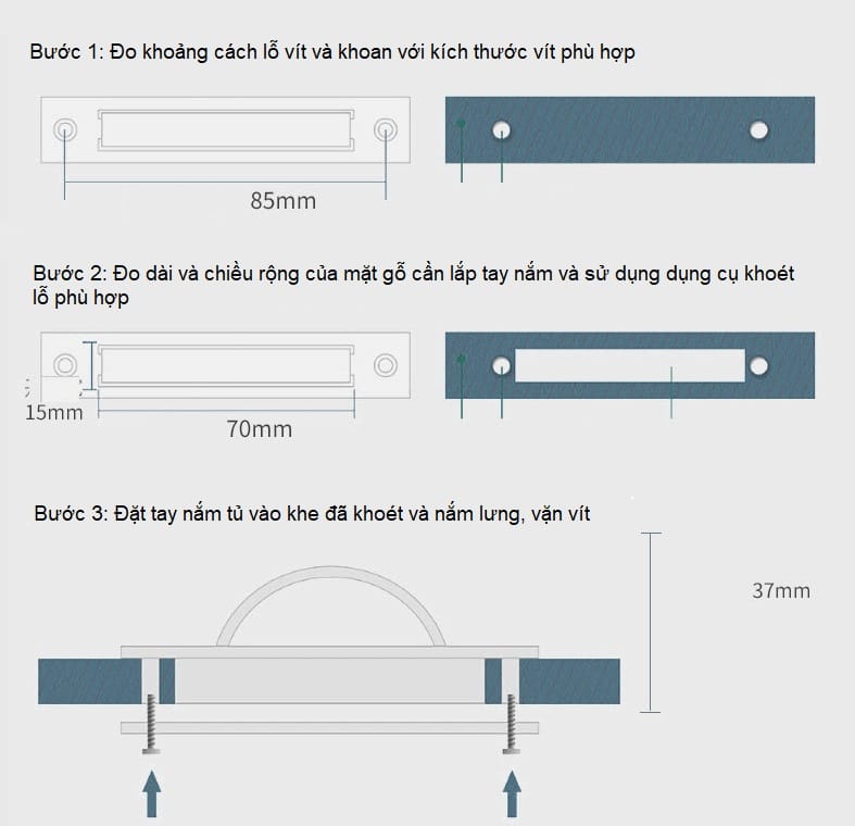 Tay nắm tủ âm phẳng ngăn kéo LDS6187 15