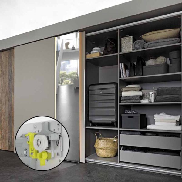 Bộ cửa trượt Topline L trùm ngoài 3 cánh dày 25mm Hettich TLS025-3D