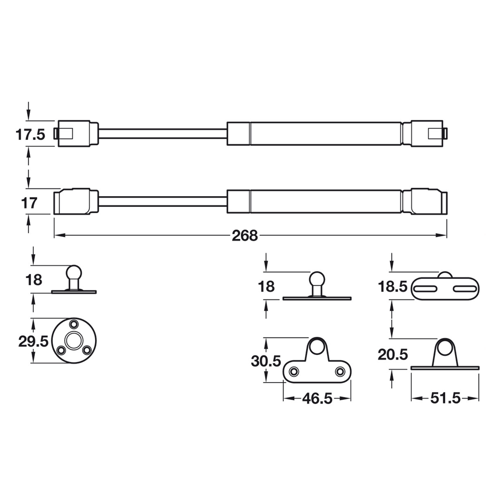 Pittong đẩy cánh tủ 120N Hafele 373.82.909 8