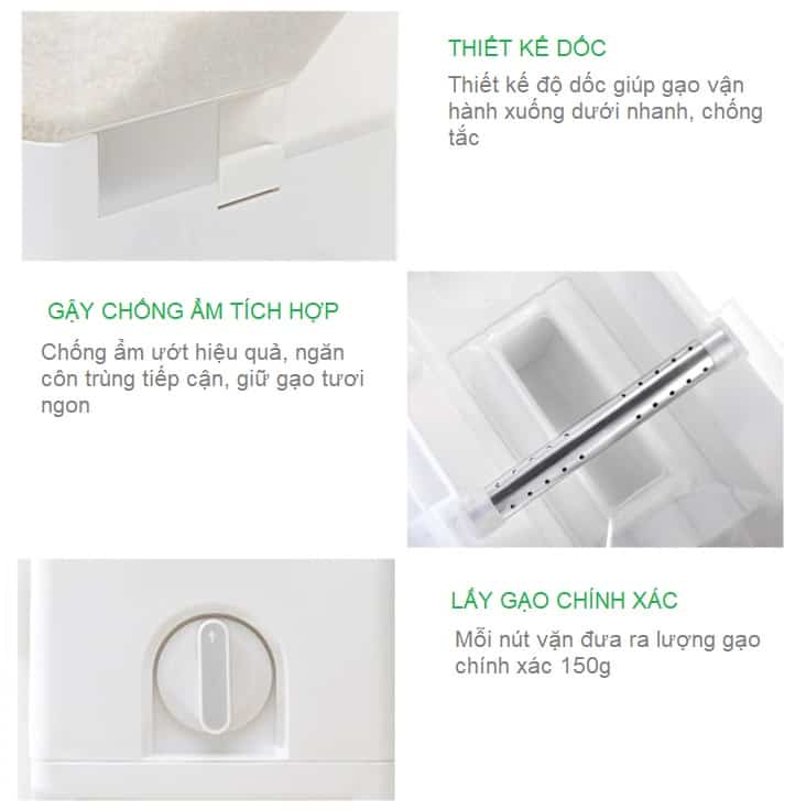 Thùng đựng gạo rời Nhật Bản thế hệ thứ 2 MT1015 12