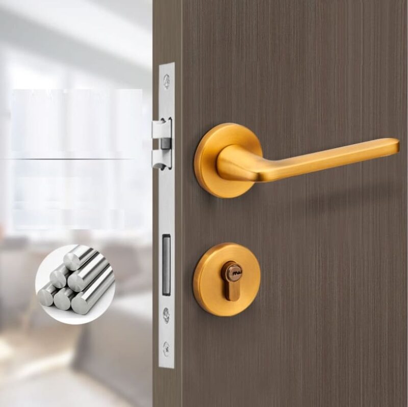 Khoá cửa phòng tay gạt màu đồng chải A01-218DB 1