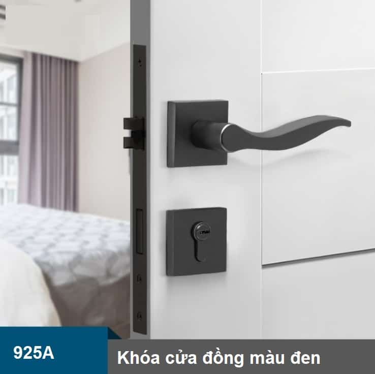 Khoá cửa phòng ngủ bằng đồng màu đen 925A.BL 2