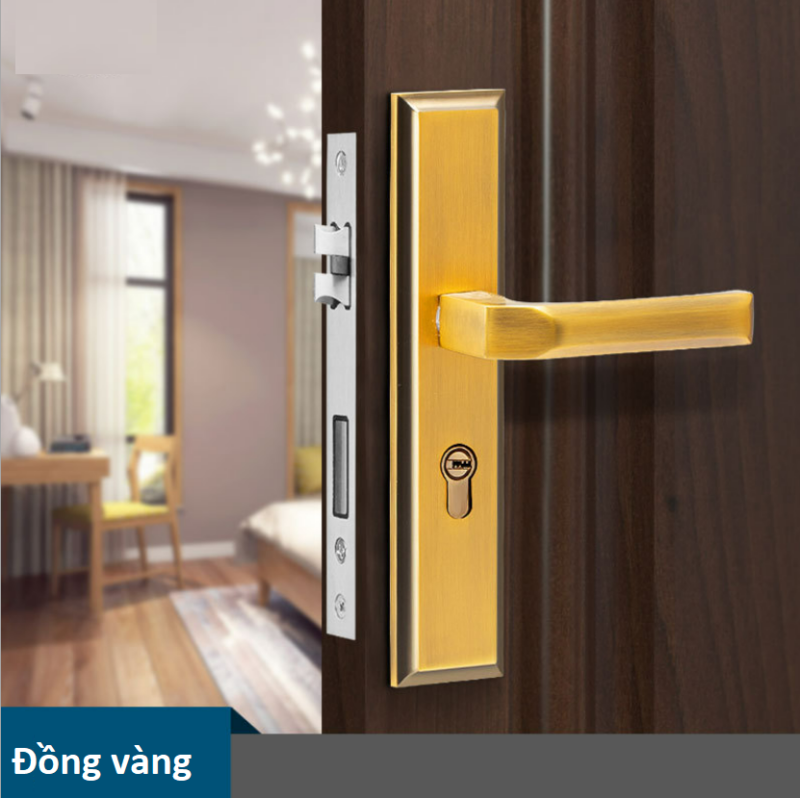 Khóa cửa thông phòng hợp kim kẽm đồng vàng A671-33YB 1