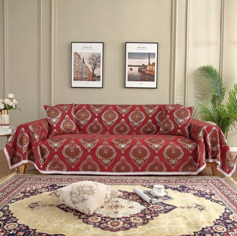 Tấm bọc ghế sofa vải cotton chenille jacquard HEP23 1