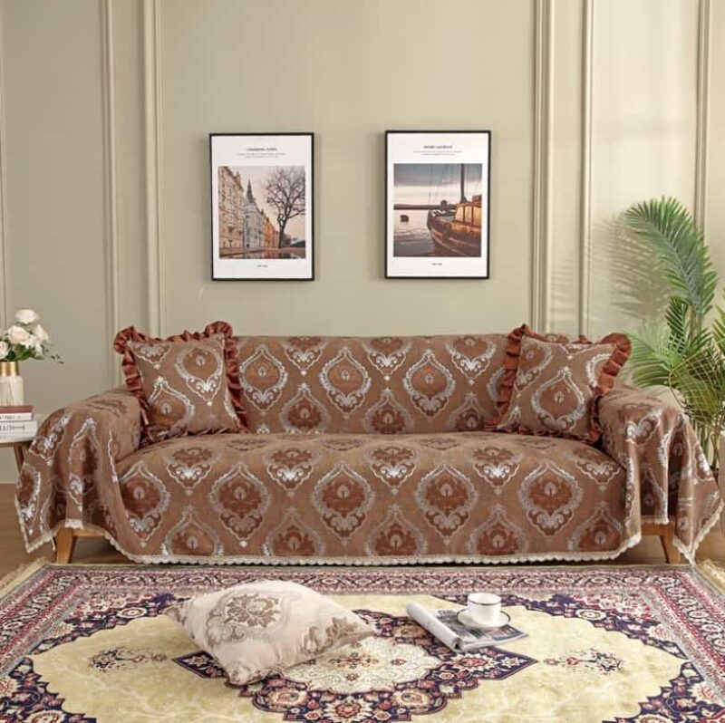 Tấm bọc ghế sofa vải cotton chenille jacquard HEP23 2