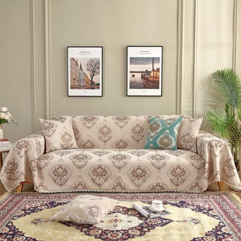 Tấm bọc ghế sofa vải cotton chenille jacquard HEP23 4