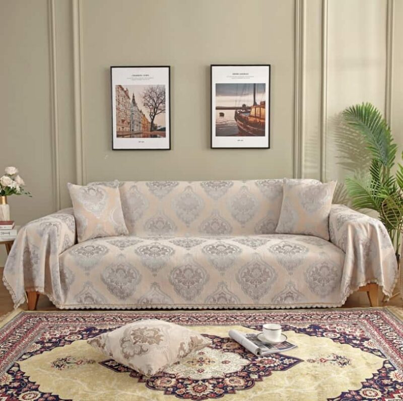 Tấm bọc ghế sofa vải cotton chenille jacquard HEP23 5