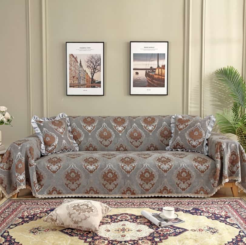 Tấm bọc ghế sofa vải cotton chenille jacquard HEP23 6