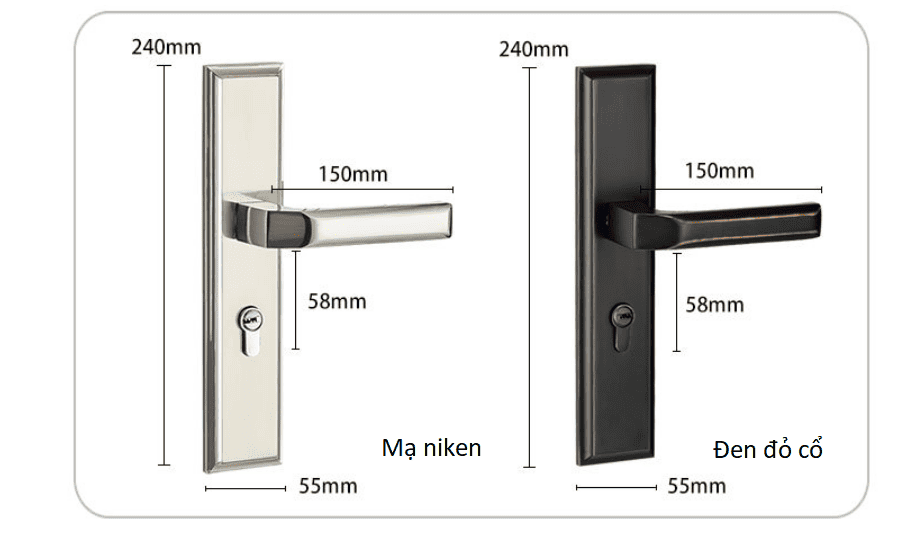 Ổ khóa cửa phòng hợp kim kẽm màu Niken A671-33N 6