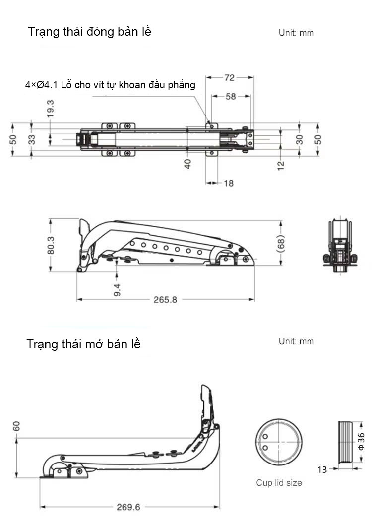 Bản lề nối cánh tủ mở rộng BTS-BDH 5