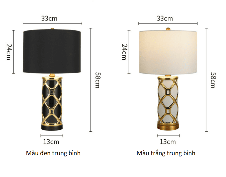 Đèn bàn phòng ngủ bằng gốm men vàng RX159 19