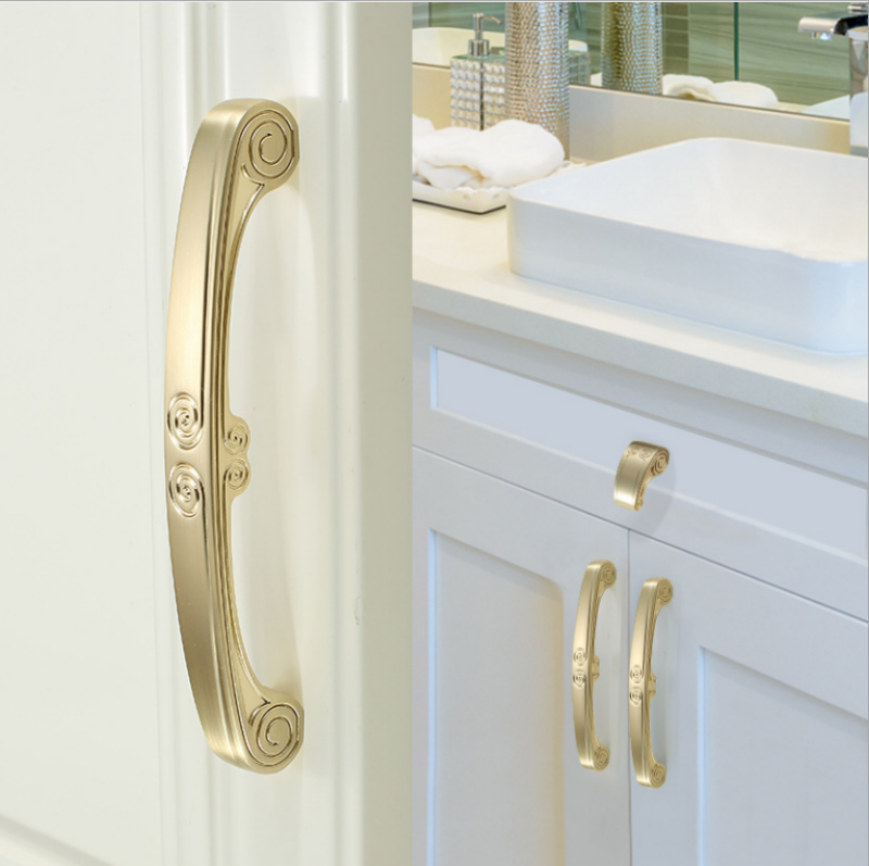 Tay nắm tủ cổ điển Châu Á màu đồng vàng WXH11815 4