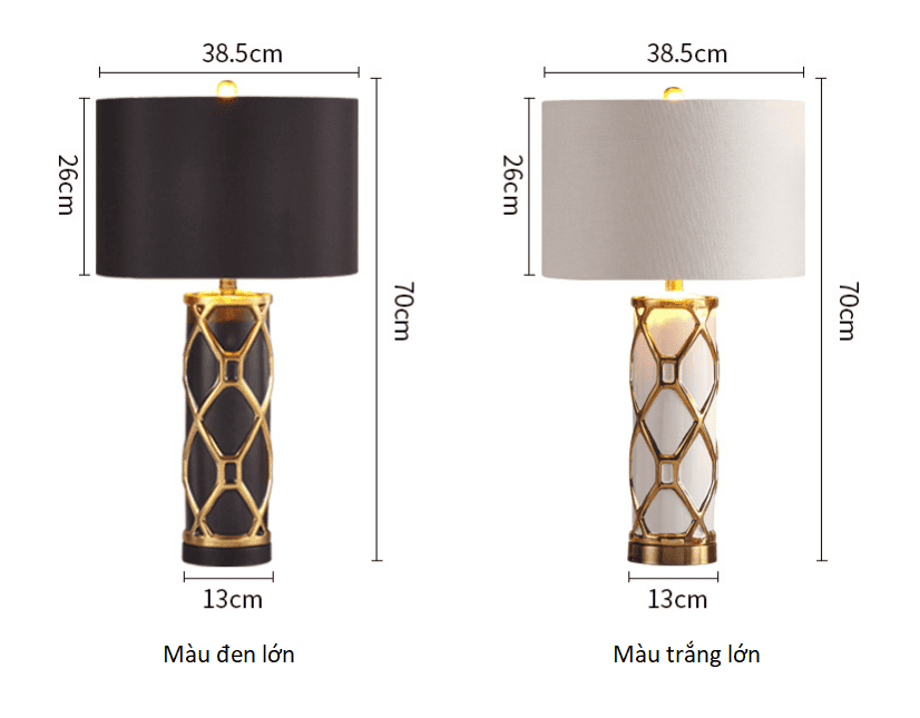 Đèn bàn phòng ngủ bằng gốm men vàng RX159 20