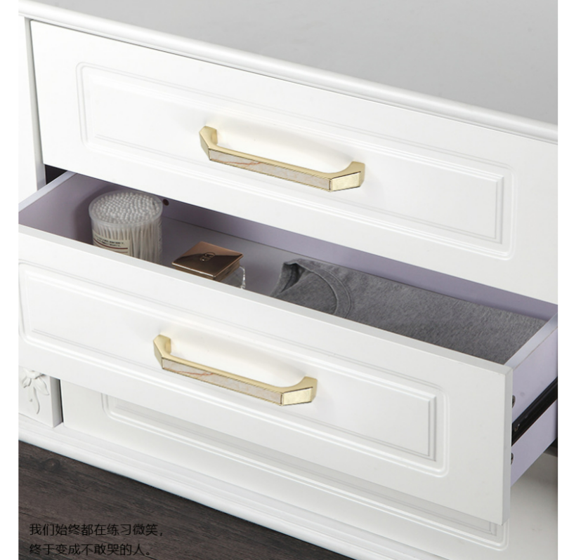 Tay nắm tủ hợp kim kẽm khảm đá thạch anh trắng vân vàng WXH1529A 2