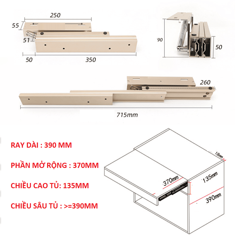 Phụ kiện bàn xếp nâng hạ âm tủ BTC-CN19 5