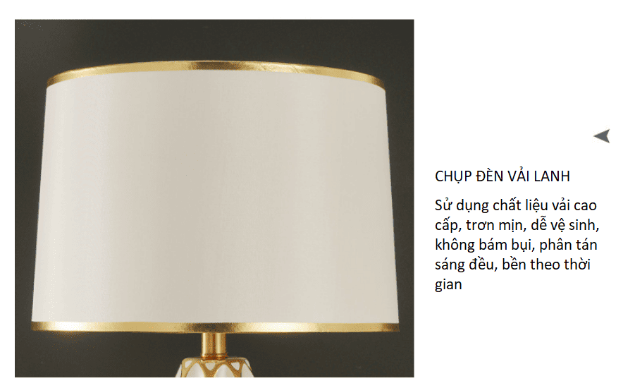 Đèn bàn gốm trắng trang trí hiện đại kiểu Mỹ RX181 5