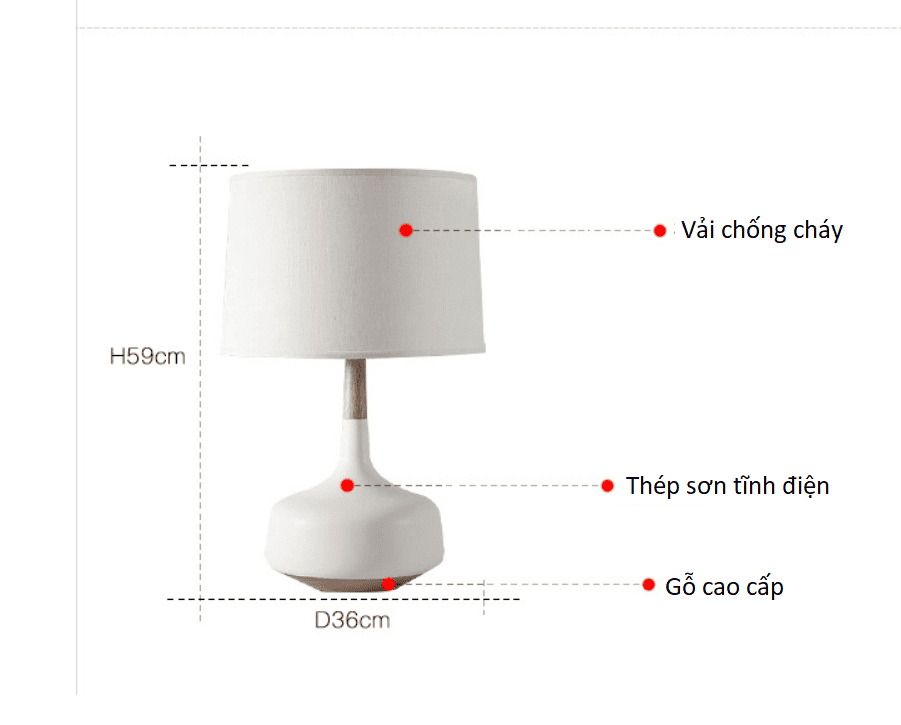 Đèn để bàn màu trắng hiện đại Nordic HX048 10