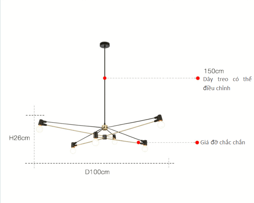 Đèn thả trần nhiều bóng hiện đại tối giản HX124 12