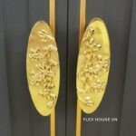 Tay nắm tủ bằng đồng hoạ tiết hoa mận MHPHT001 (4)