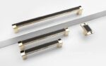 Tay nắm tủ hợp kim kẽm và da bò vàng đen PW8606B (1)
