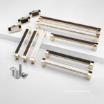 Tay nắm tủ hợp kim kẽm và da bò vàng đen PW8606B (7)