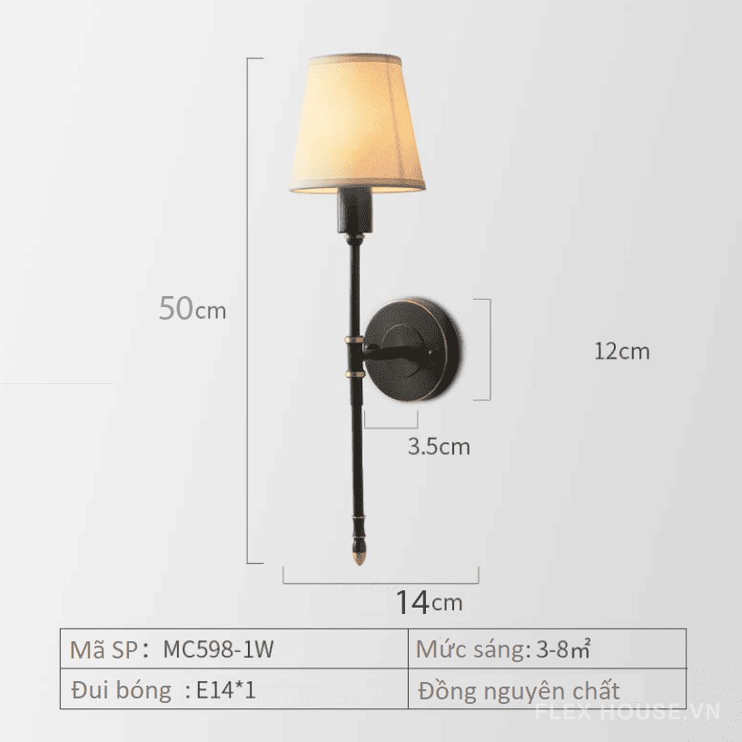 Đèn gắn tường trang trí cổ điển MC598-1W 10