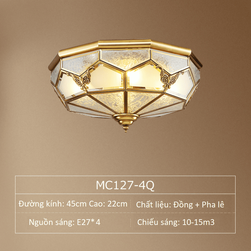 Đèn ốp trần phòng khách bằng đồng pha lê MC127 8