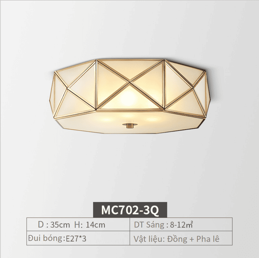 Đèn ốp trần bằng đồng pha lê cao cấp MC702 6