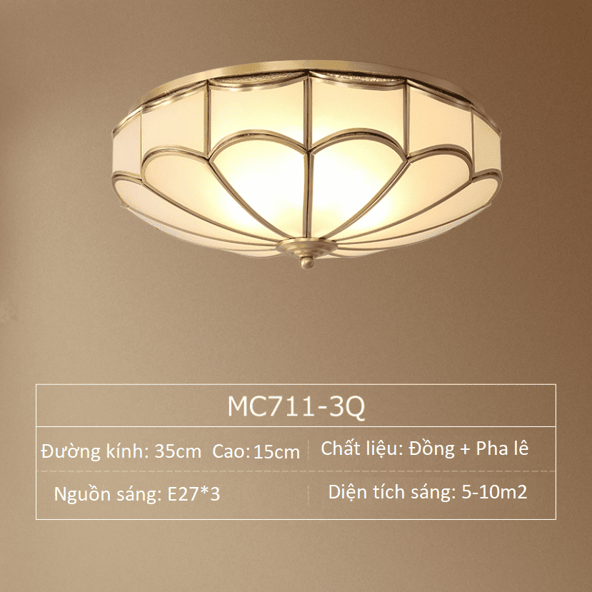 Đèn ốp trần phòng ngủ bằng đồng pha lê MC711 4