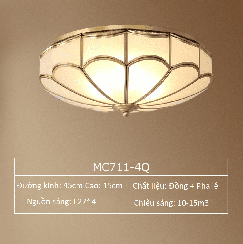 Đèn ốp trần phòng ngủ bằng đồng pha lê MC711 5