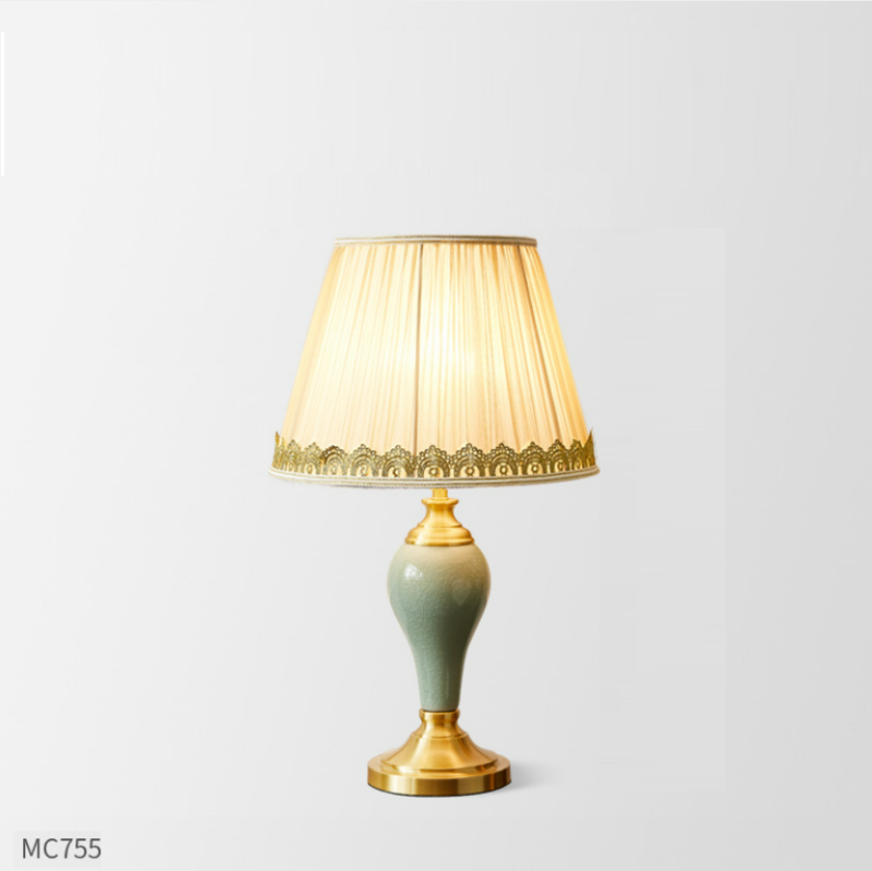 Đèn bàn đồng gốm sứ cổ điển Châu Âu MC775 1