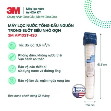 Máy Lọc Nước Tổng Đầu Nguồn Trong Suốt 20 3M AP102T-420