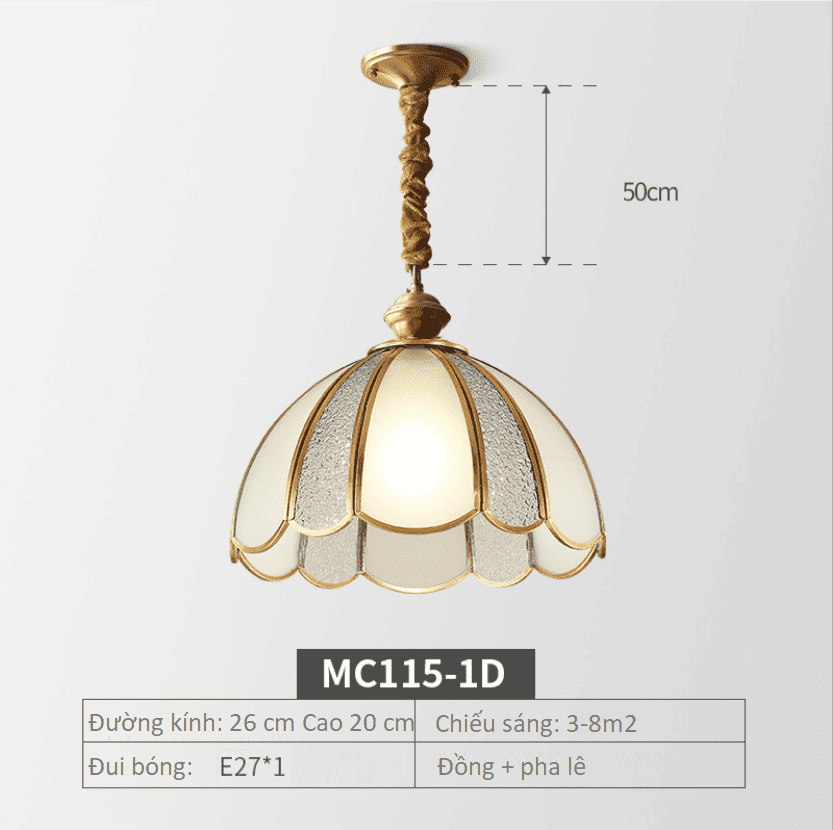 Đèn thả trần bàn ăn bằng đồng cổ điển Châu Âu MC115 4