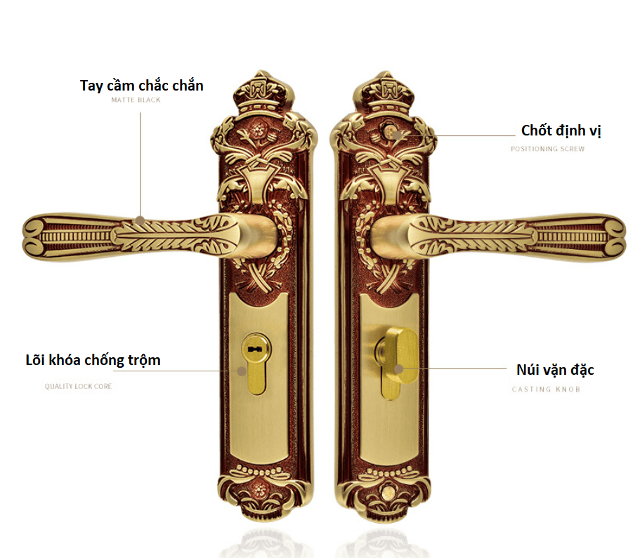 Ổ khóa cửa phòng cổ điển bằng đồng T58-S5080 15