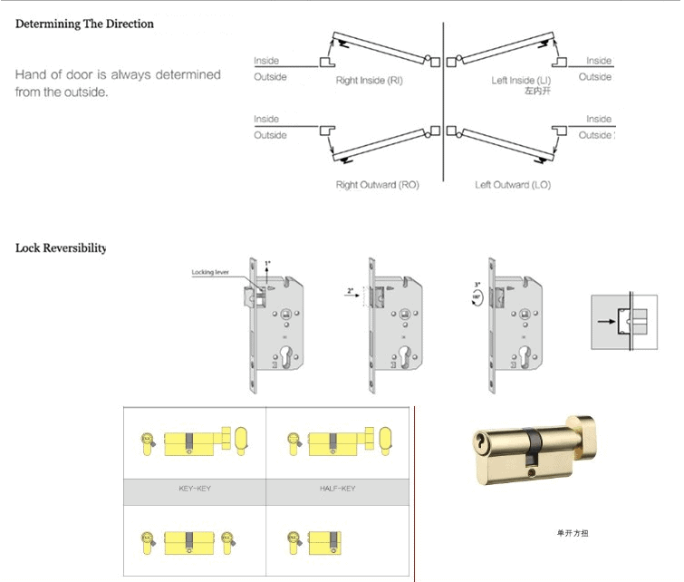 Khóa cửa phòng bằng đồng khía Italia OVLI 308-191 14