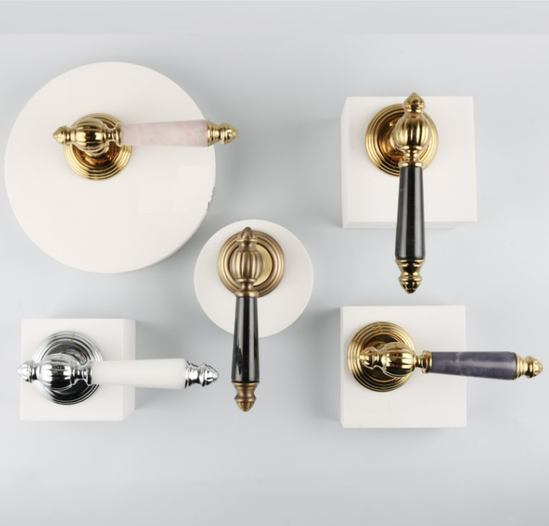 Khóa cửa phòng bằng đồng và đá marble OVLI 36978 2