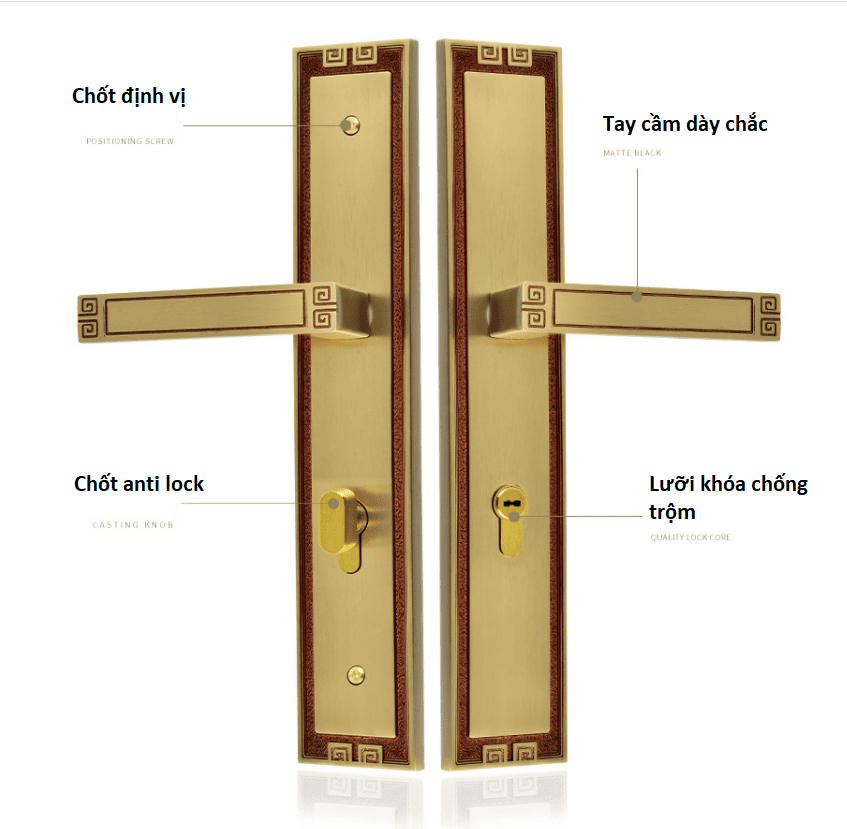 Khóa cửa cổ điển bằng đồng nhiều màu T58-M6179 17