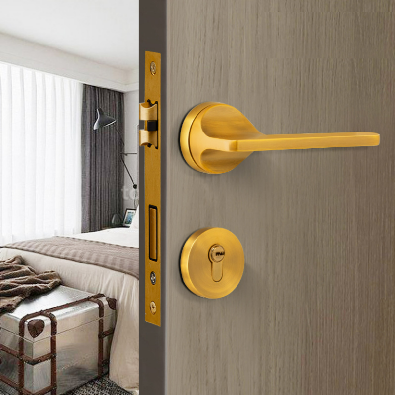 Bộ khóa cửa gỗ hiện đại hợp kim kẽm A08-06 2