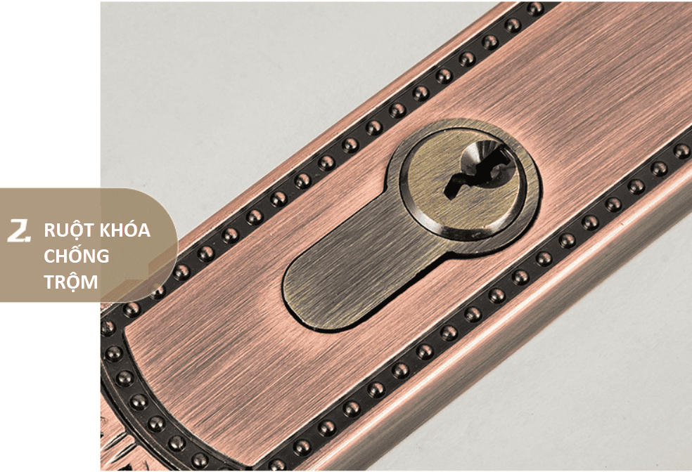 Khóa cửa hợp kim kẽm cho cửa sắt đố hẹp FG-521A52 5