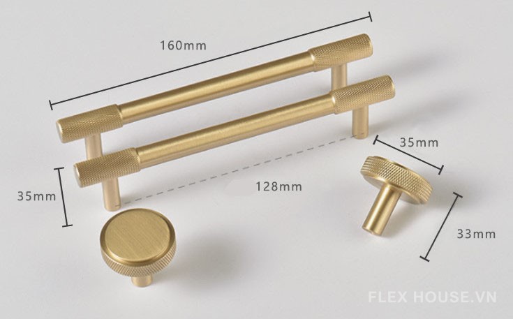 Tay nắm tủ đồng vàng cao cấp FH.HXTY 9