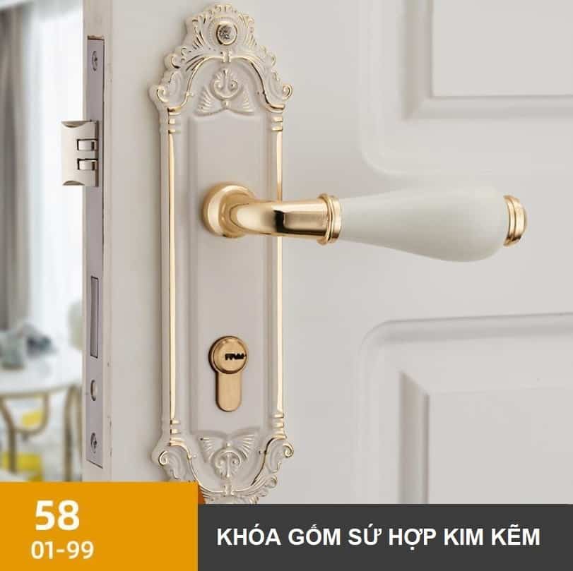 Khóa cửa phòng cổ điển tay nắm gốm sứ INN58-01.99 2