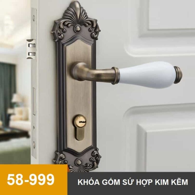 Ổ khóa cửa phòng cổ điển bằng gốm sứ INN58-999 1