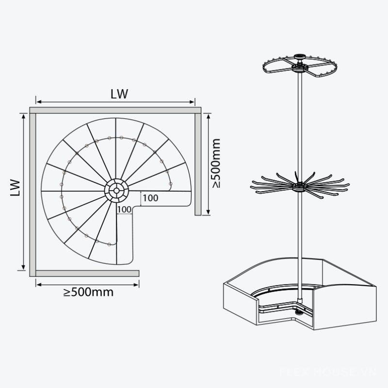Giá xoay đa năng để quần áo 3 tầng Garis GW23 (1)