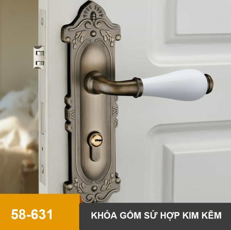 Khóa cửa phòng cổ điển bằng gốm sứ INN58-631 1